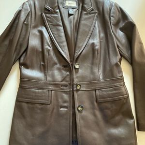 Ladies Brown Leather Blazer Size L